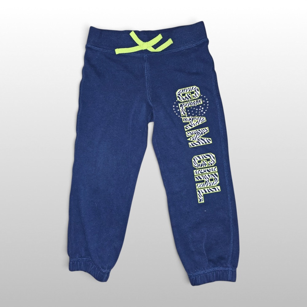 Girls Danskin Now Joggers Glam Girl Zebra Rhinestone Navy Blue XS 4-5 Sweatpants